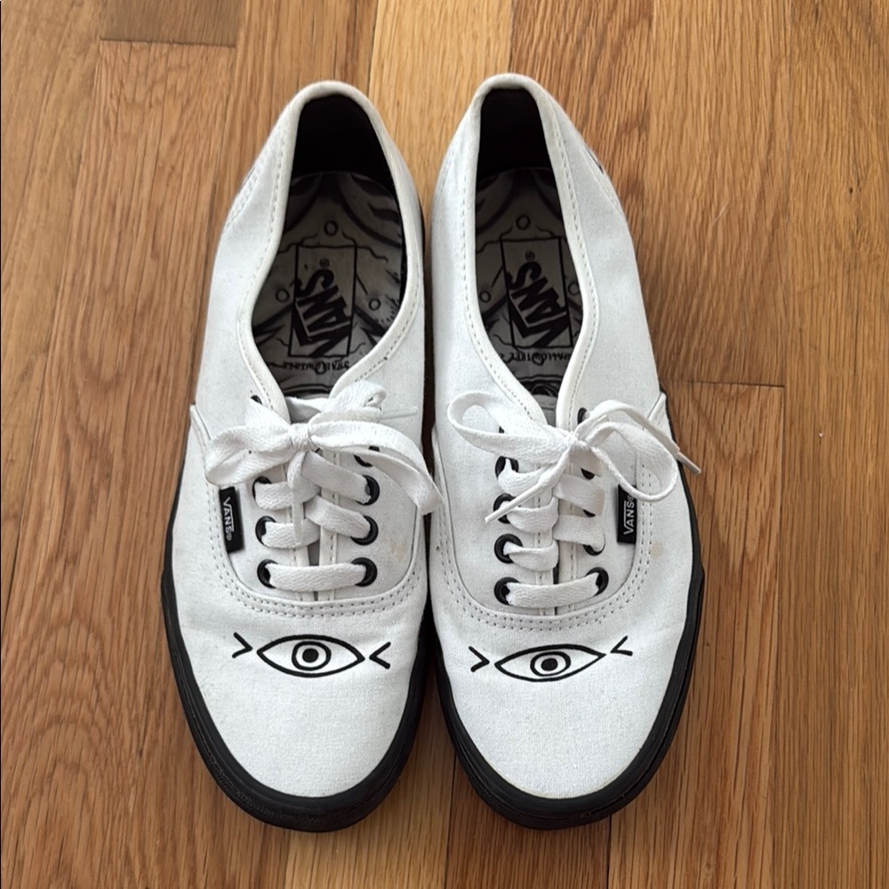 Vans White Canvas Sneakers with Eye Design